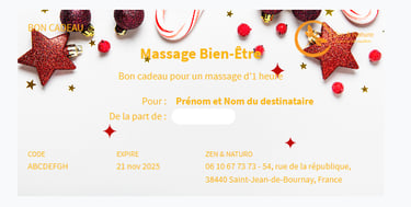 bon cadeau massage 1h