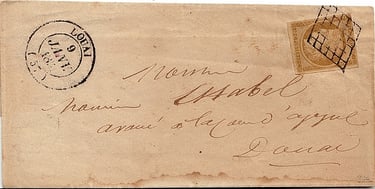 1850: Brief von DOUAI nach DOUAI, frankiert mit einer 10-Centimes-Briefmarke.