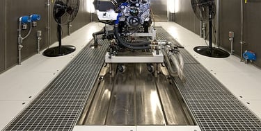Photography of a diesel engine undergoes performance testing