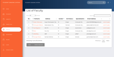 Student Grade Management System - All Faculties List