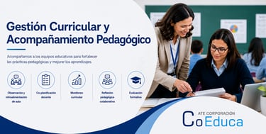 Profesor siendo acompañado por asesor de ate Coeduca