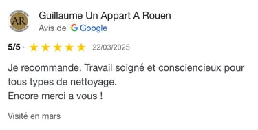 Avis google 5 étoiles clients m&m services pro nettoyage et vitres rouen 