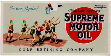 Antique vintage Gulf Refining Company Orange Disc Basketball Ink Blotter Blotting Paper