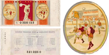JULY 1939 FRENCH LOTERIE NATIONALE (LOTTERY TICKET) FEATURING BASKETBALL (FRANCE)