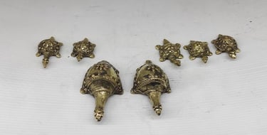 "Brass Designer Turtle Family–Two Large Turtles with Multiple Small Turtles–Front Side View-for global shipment"