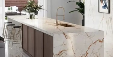 bancada pia de cozinha quartzo luxury golden veil marmoraria domingues