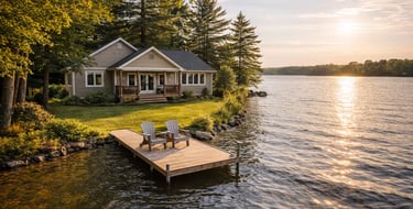 Aerial Media created to showcase a lakeside rental cottage and its atmosphere