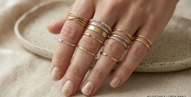 Adjustable knuckle rings with modern open band jewelry design and elegant finish