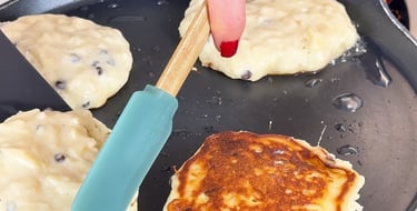 Cook pancakes low-medium heat