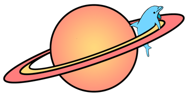 Saturn with dolphin illustration