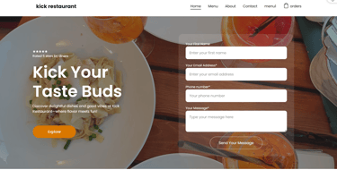Stylish restaurant website for Kick Restaurant by Suvarna Visions