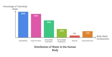 Distibution of water in humans