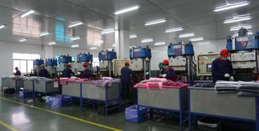 Production equipment in the factory workshop is in operation