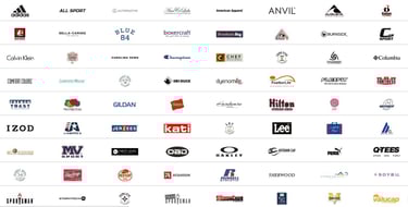 a large number of logos and logos on a white background. Screen printing options for Utah businesses