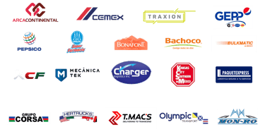 son los logos de las empresas a las que Master Tire les da el servicio de renovado de llantas