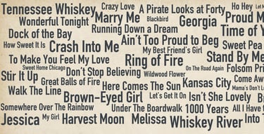 Song list for wedding ceremonies, receptions, and corporate events.