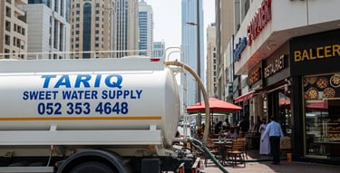 A sweet water tanker supply water to cafe and bakeries