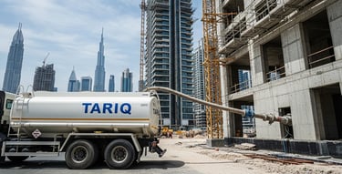 a water tanker supply water for construction site