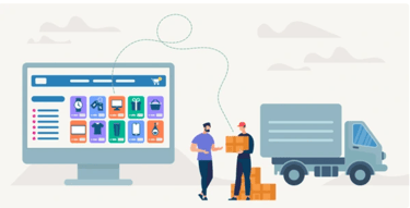 a man and woman are moving boxes and a truck