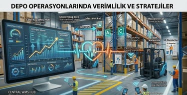 WMS yazılımı, kağıtsız yönetim ve 5S standartları ile optimize edilmiş modern depo operasyonları ve verimlilik analizi ekranı