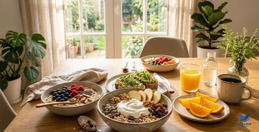 Oats and yogurt are used to make an apple walnut muesli, a healthy breakfast cereal with a high fibe