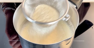 Add the dry ingredients for the coconut rice cream recipe