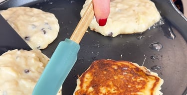 Cook pancakes low-medium heat