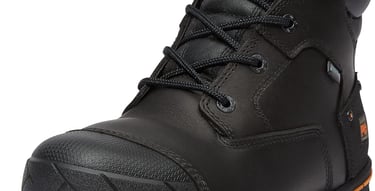 front view of black and brown hiking boot