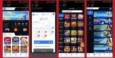 Main screenshorts with games, categories and promotion details - royal PKR game.