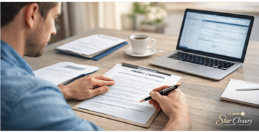 unrepresented buyer reviewing contract with transaction coordinator guidanceiy