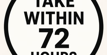 Image of circle with take within 72 hours referring to PEP HIV medication