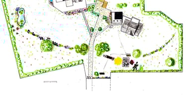 variante Plan de masse espace paysager avec 2 maisons