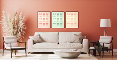 Décoration murale avec des posters de la série Vichy Revisité Danabelle B Créations