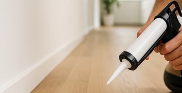 Petits travaux d’aménagement intérieur à La Garenne-Colombes, un artisan installe une plinthe