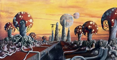 Early oil painting by Paul Apps an imaginary scifi vibe