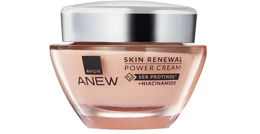 Avon Anew Skin Renewal Power Cream jar with Protinol and Niacinamide anti-aging formula.
