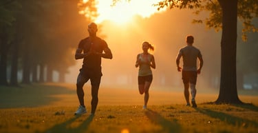 a group of people exercising in a nature park Kynsna