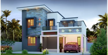 a house with a car parked in front of it