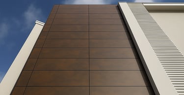 Porcelanato en fachada de edificio en Caracas. Zeramiq