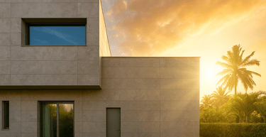 Porcelanato rectificado en fachada de Zeramiq, Caracas.