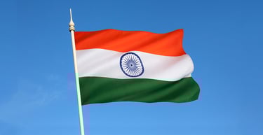 Bandera de India (Bahrat) en representación de los porcelanatos Indios en Caracas. Zeramiq