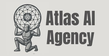 a man holding a large ball with the words atlas al agency