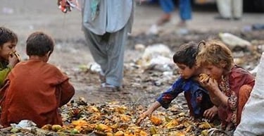 a group of children eating fruit from a pile of fruit