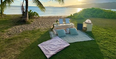 luxury beach picnic in honolulu, hawaii