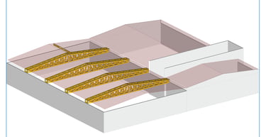 a diagram of a roof with a roofing system, logiciel calcul hangar bois, Corse, bâtiment