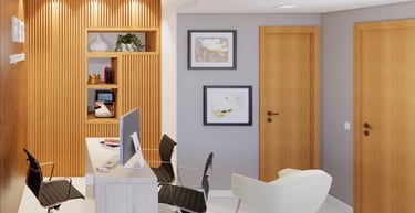 painel ripado em escritório