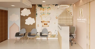 área de espera dos pais em clinicas e consultorios interiores