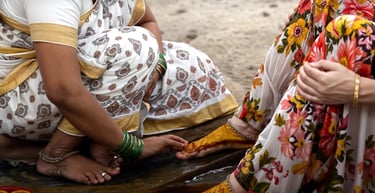 Kalavahana ritual feet being painted