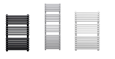 Various size high output towel rails in a range of colours