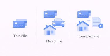 examples of different credit profiles showing thin mixed and diverse account types